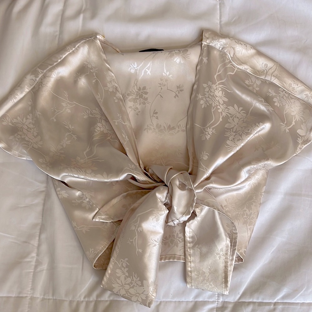 Rose Gold flower short sleeve blouse